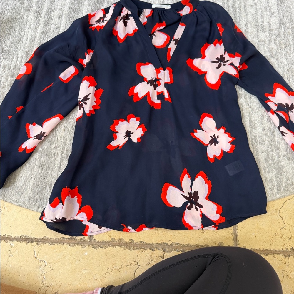 ALC Floral Navy Blouse